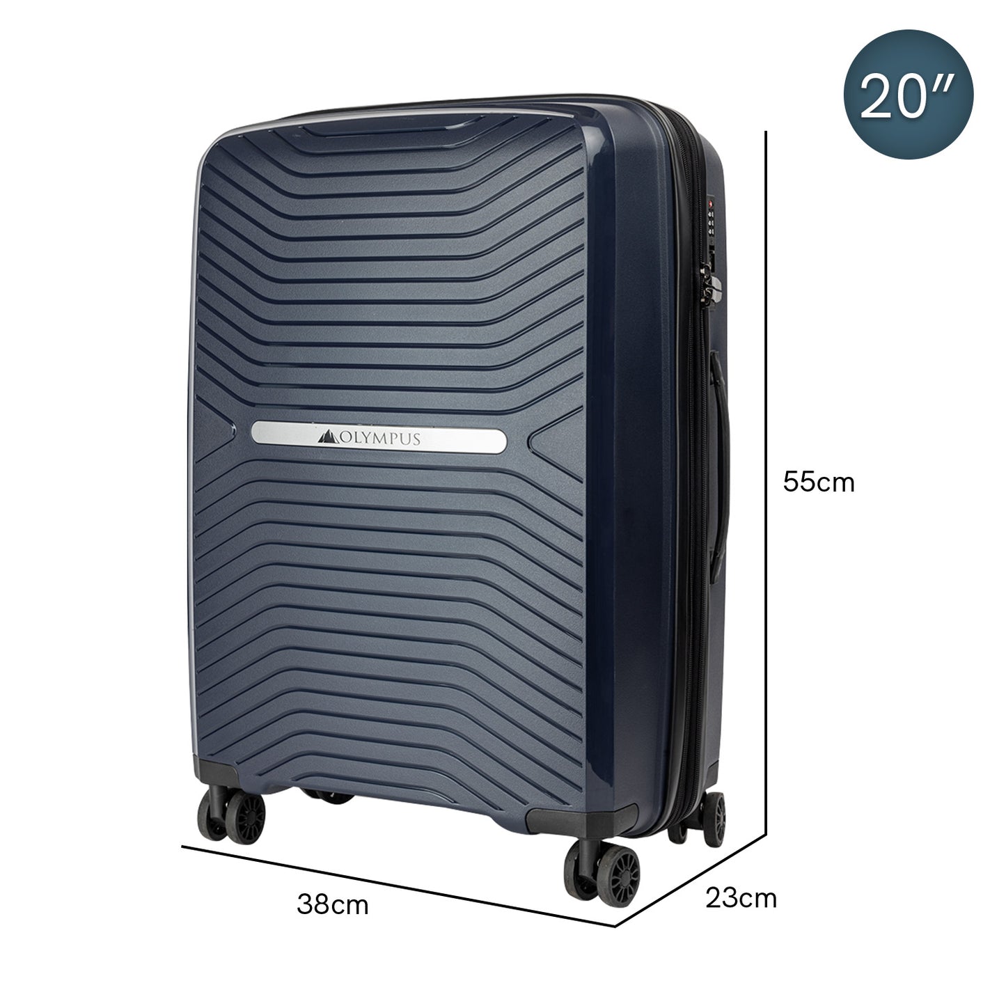 Olympus 3PC Astra Luggage Set Hard Shell Suitcase - Aegean Blue