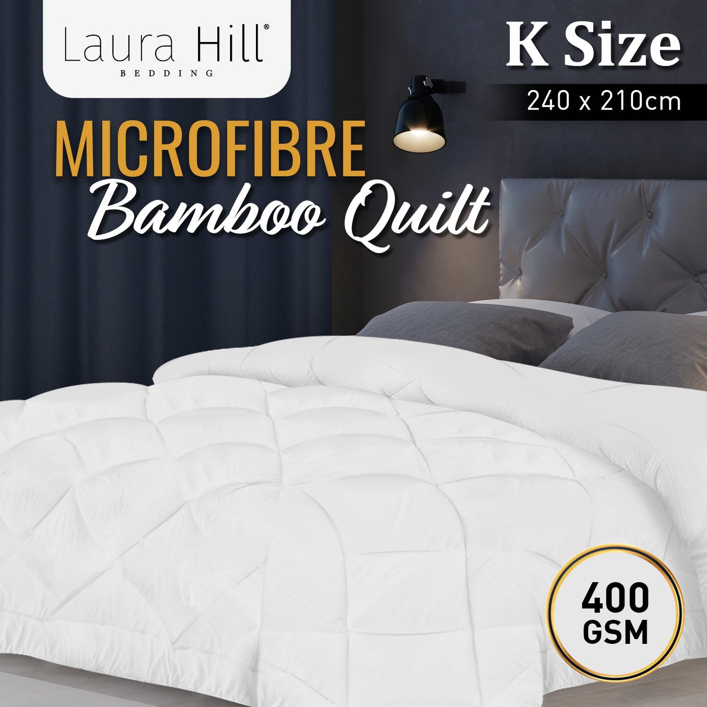 Laura Hill 400GSM Microfibre Bamboo Quilt Comforter Doona - King