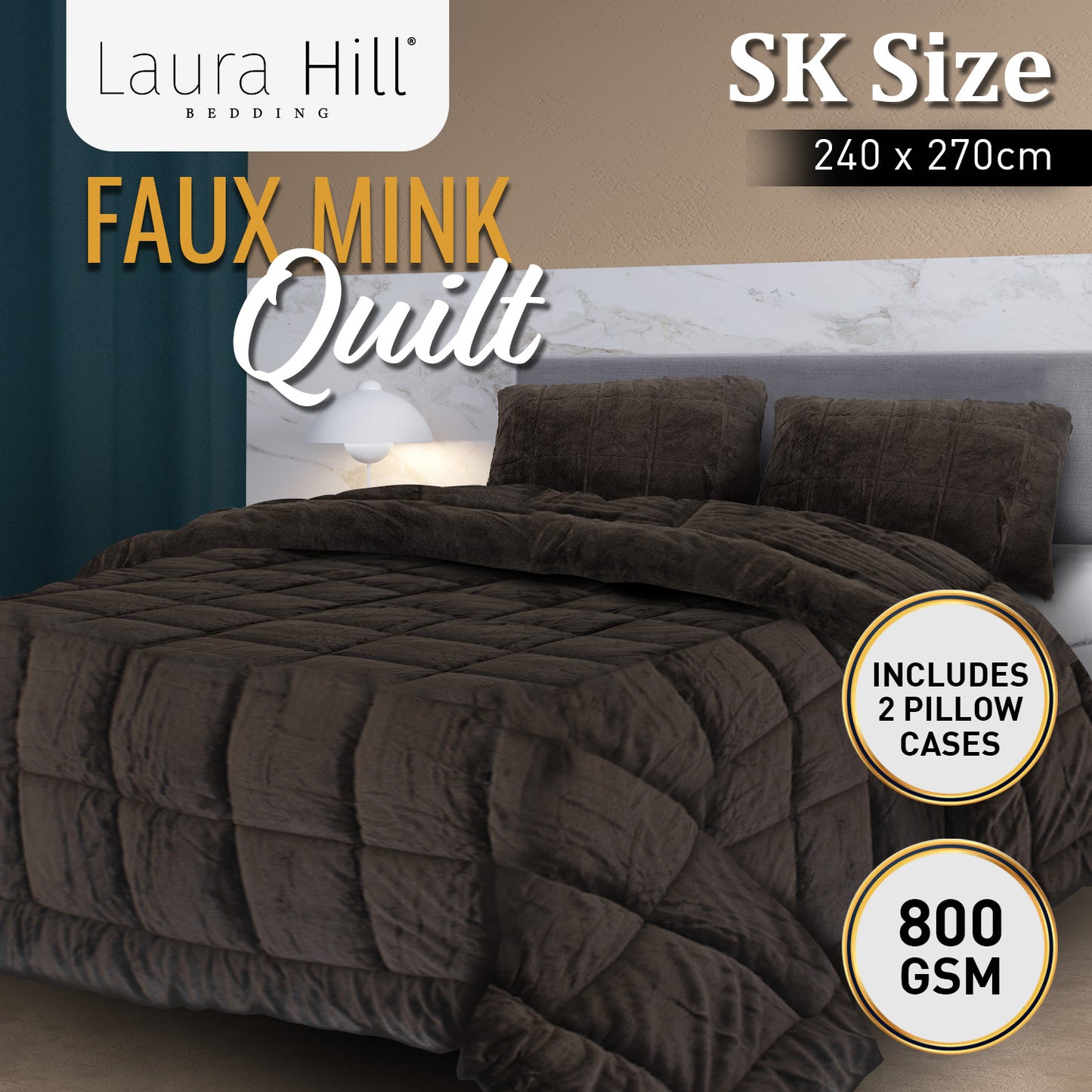 Laura Hill 800GSM Faux Mink Quilt Comforter Doona - Super King