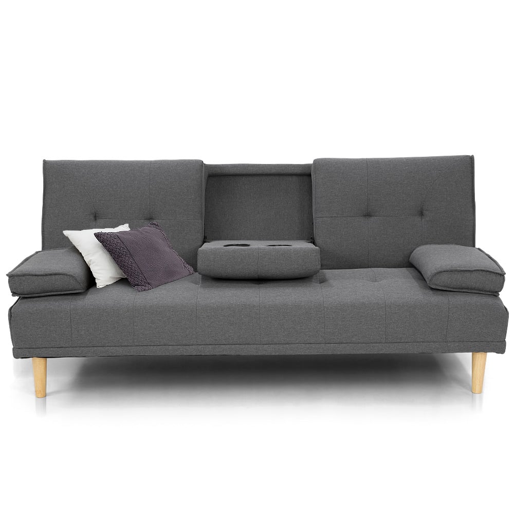 Sarantino Rochester Linen Fabric Sofa Bed Lounge Couch Futon Furniture Suite - Dark Grey