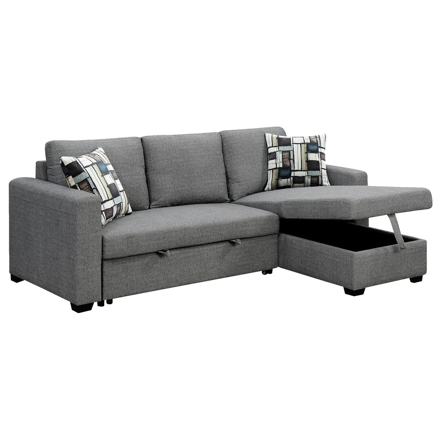 Sarantino Fontana Pullout Sofa Bed with Storage Chaise Lounge - Grey