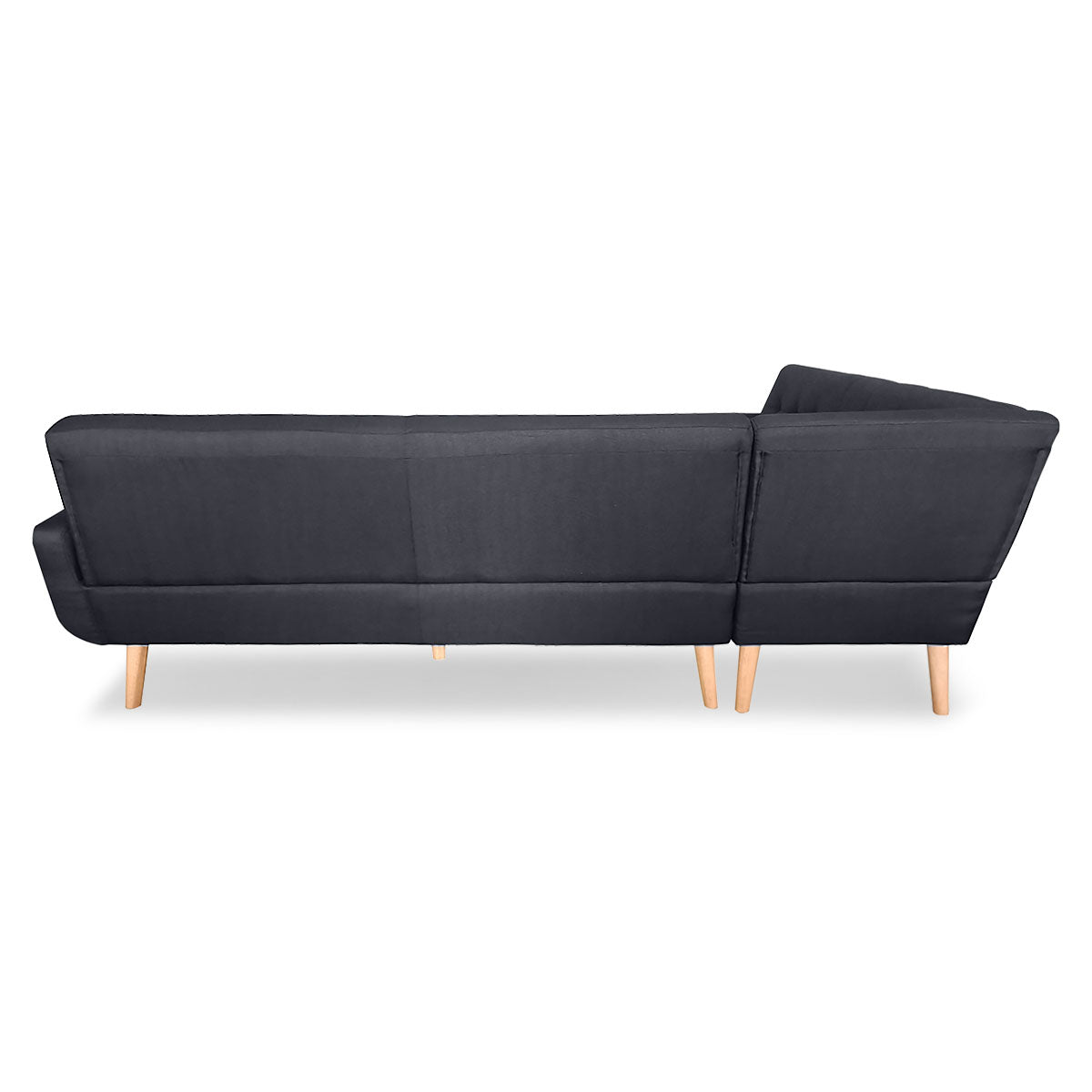 Sarantino Faux Linen Corner Wooden Sofa Futon Lounge L-shaped with Chaise - Black