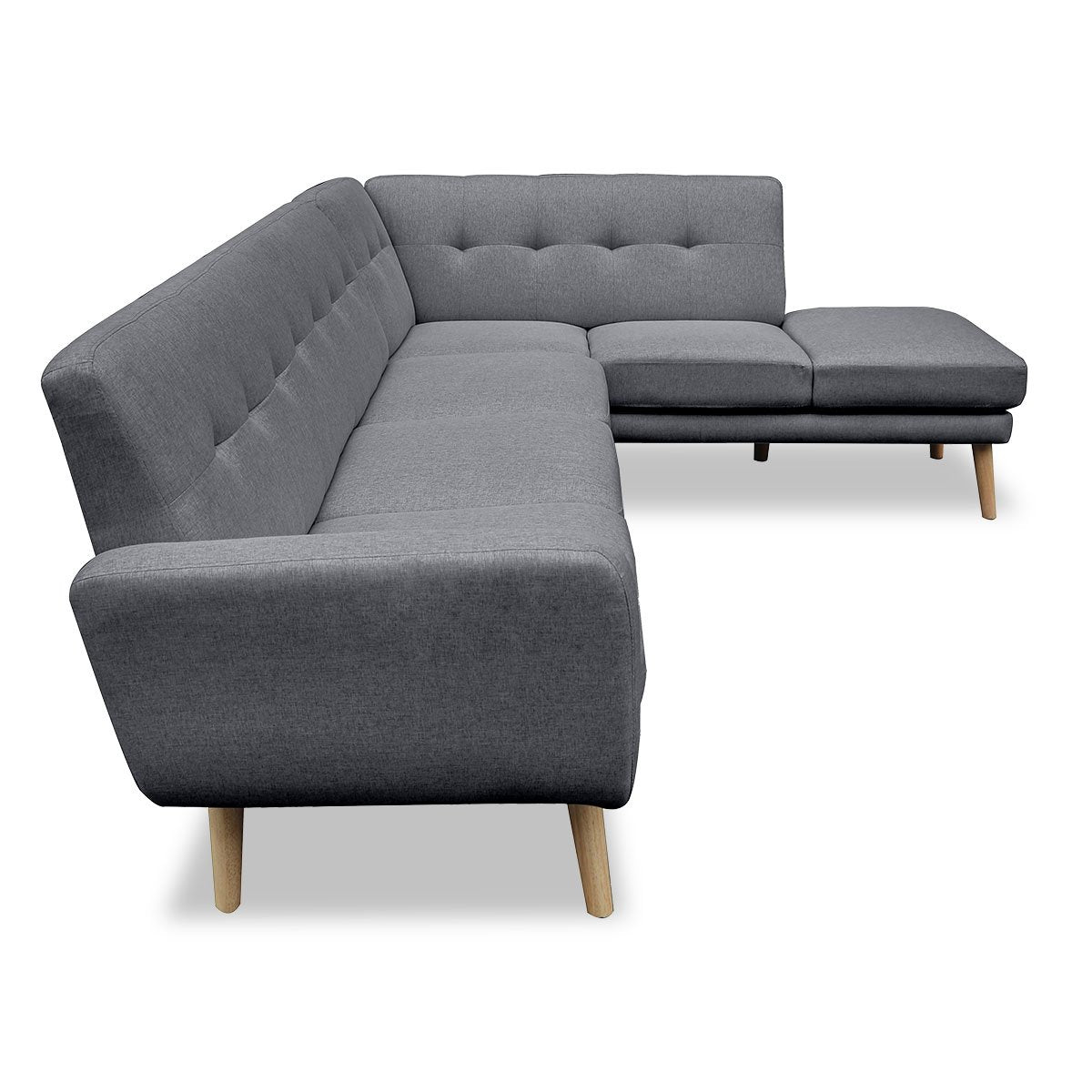 Sarantino Faux Linen Corner Sofa Lounge L-shaped with Chaise Dark Grey