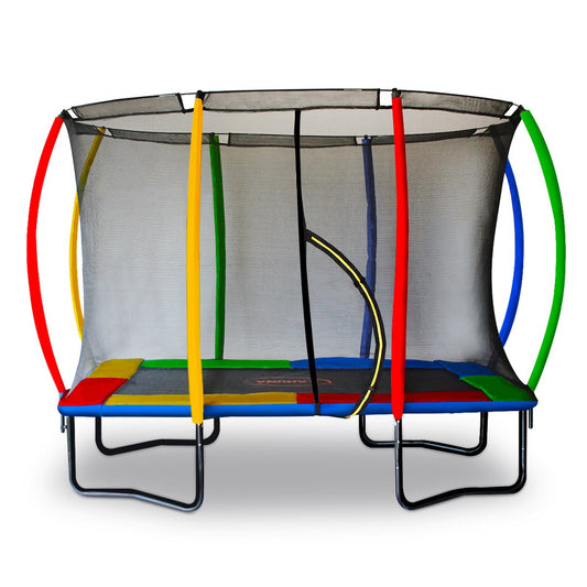 Kahuna 6ft x 9ft Outdoor Rectangular Rainbow Trampoline With Safety Enclosure