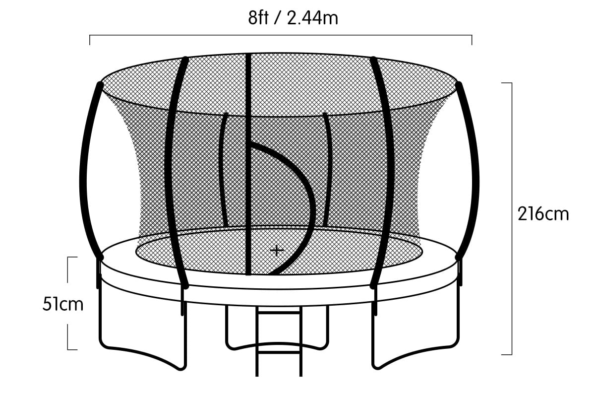 Kahuna 8ft Trampoline Free Ladder Spring Mat Net Safety Pad Cover Round Enclosure Green