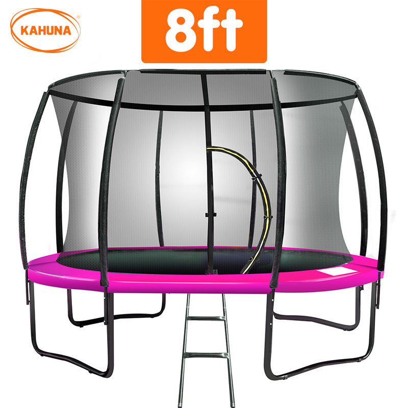 Kahuna 8ft Trampoline Free Ladder Spring Mat Net Safety Pad Cover Round Enclosure Pink