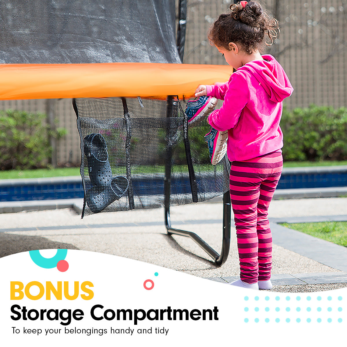 Kahuna 12ft Outdoor Trampoline Kids Children With Safety Enclosure Pad Mat Ladder Basketball Hoop Set - Orange