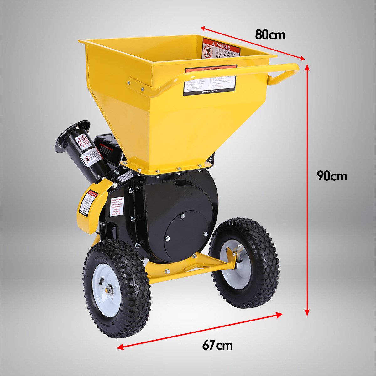 Ducar Wood Chipper Shredder Mulcher Garden 8hp Petrol Motor Upright Grinder - Yellow