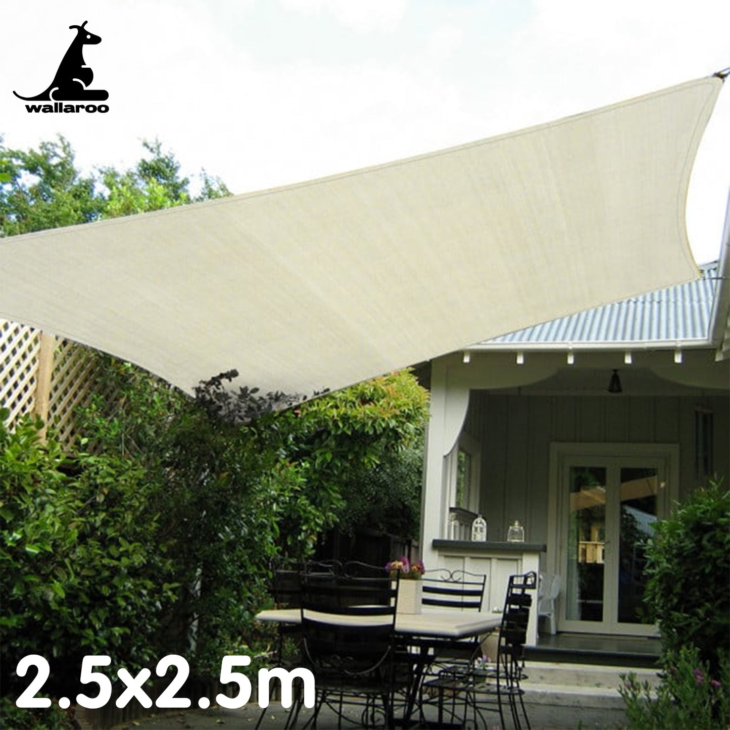 Wallaroo Waterproof Outdoor Shade Sail Sun Cloth Square 2.5x2.5M