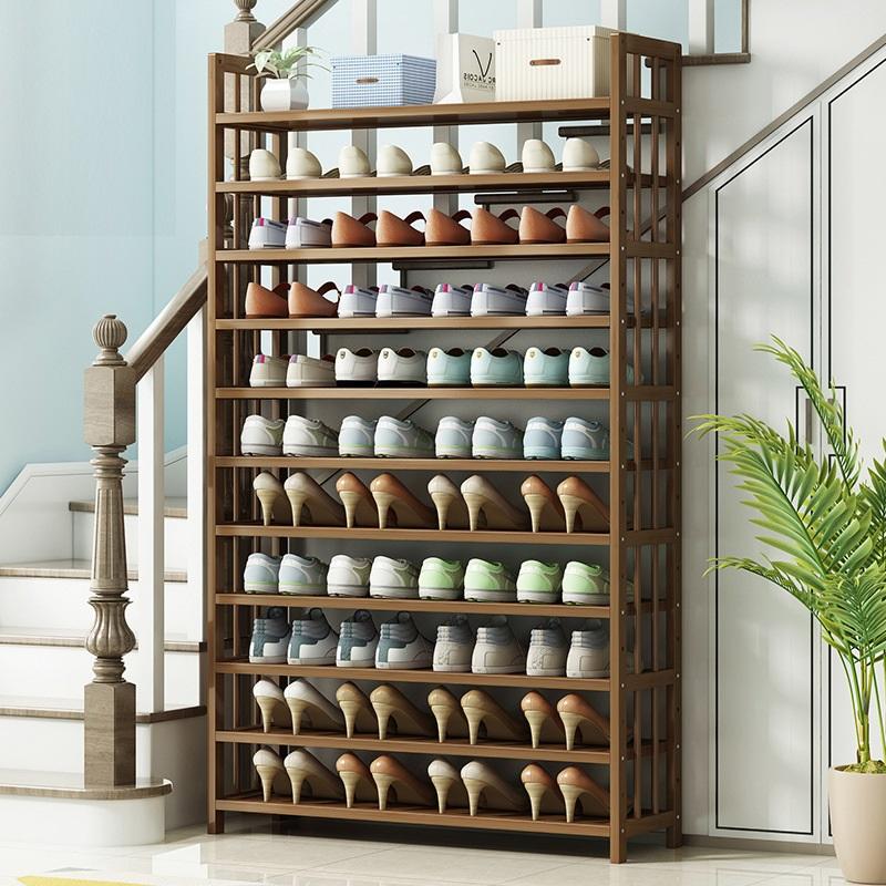 8 Tier Tower Bamboo Wooden Shoe Rack Corner Shelf Stand Storage Organizer