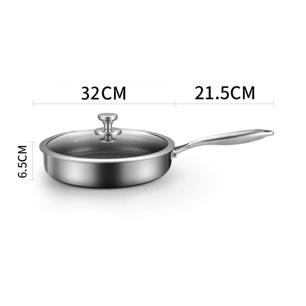 316 Stainless Steel Frying Pan Non-Stick Cooking Frypan Cookware 32cm Honeycomb Single Sided without lid