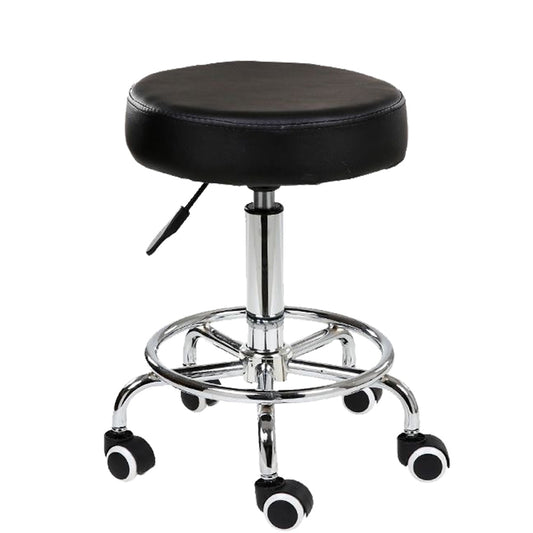 Salon Chair Bar Swivel Stool Office Roller Wheels Portable Height Adjust Leather BS8401