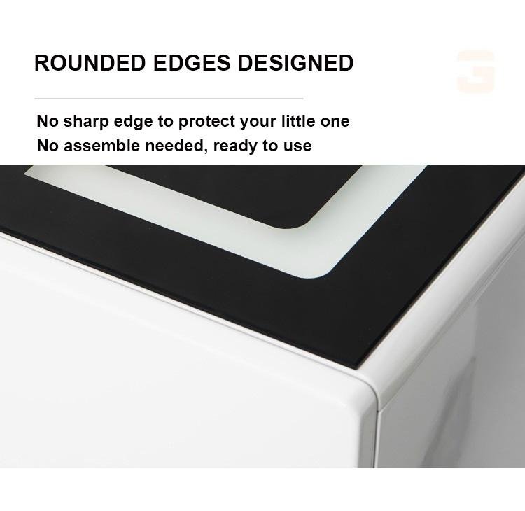 Smart Bedside Tables Side 3 Drawers Wireless Charging USB Right Hand Nightstand LED Light AU Black