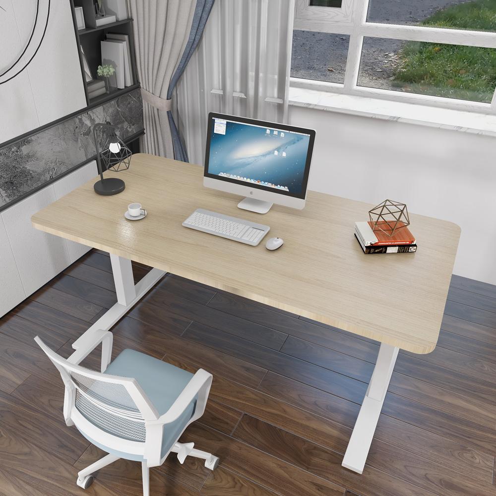 140cm Standing Desk Height Adjustable Sit Black Stand Motorised Dual Motors Frame White Top