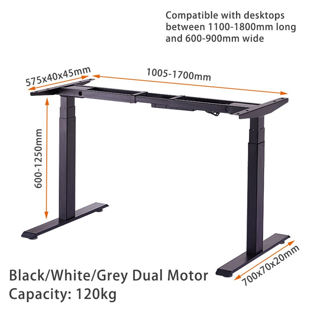 160cm Standing Desk Height Adjustable Sit Stand Motorised Black Dual Motors Frame Maple Top