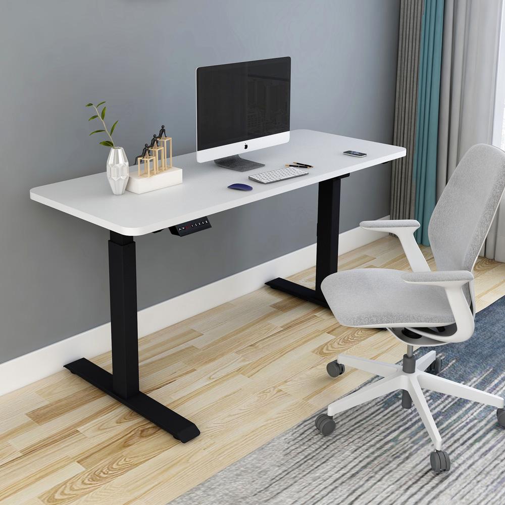 120cm Standing Desk Height Adjustable Sit Grey Stand Motorised Dual Motors Frame Birch Top