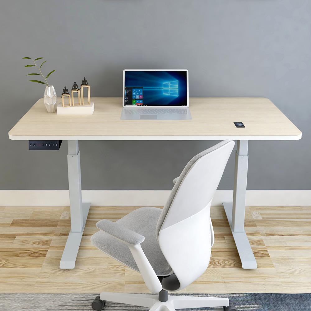 120cm Standing Desk Height Adjustable Sit Grey Stand Motorised Dual Motors Frame White Top