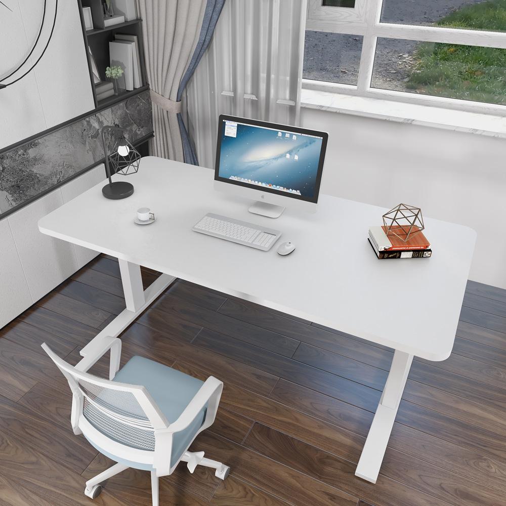 160cm Standing Desk Height Adjustable Sit Stand Motorised White Dual Motors Frame White Top