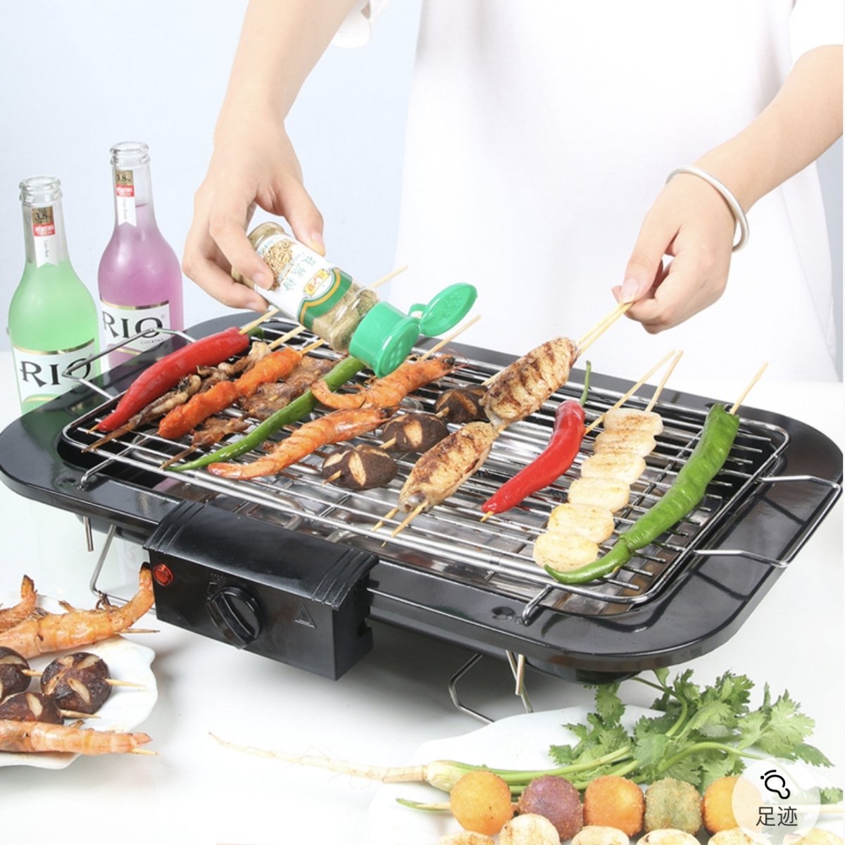 Portable Electric BBQ Grill Teppanyaki Smokeless Barbeque Pan Hot Plate Table Red