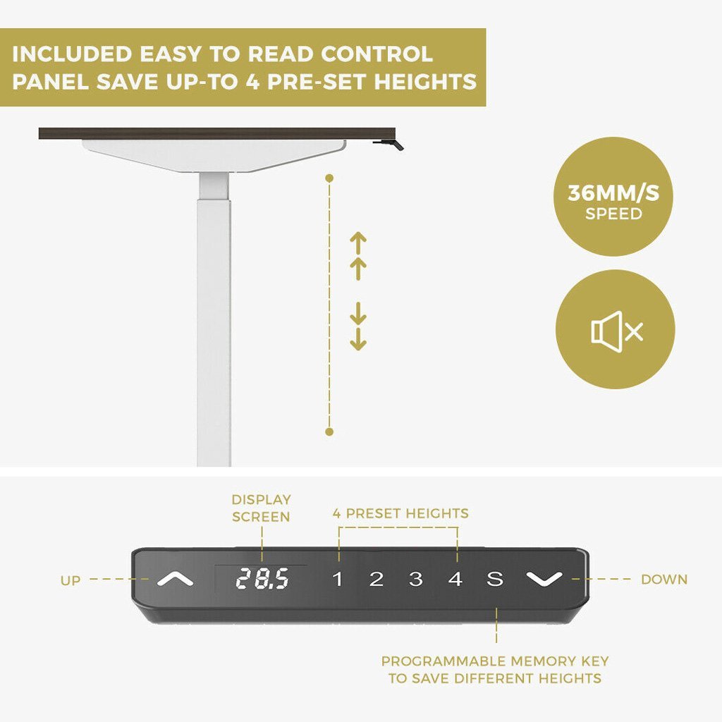 Standing Desk Height Adjustable Sit Stand Motorised Dual Motors Frame White Only