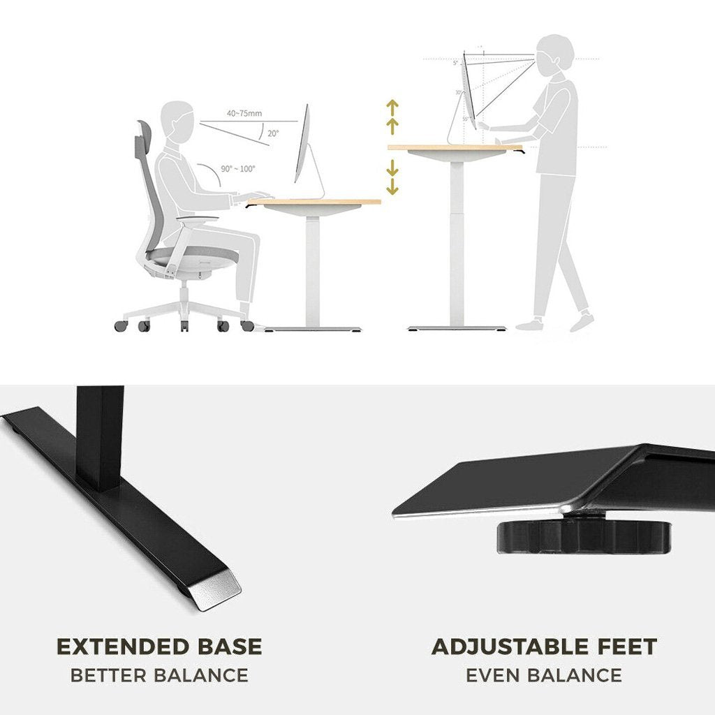 Standing Desk Height Adjustable Sit Stand Motorised Single Motor Frame White Only