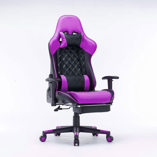 Gaming Chair Ergonomic Racing chair 165° Reclining Gaming Seat 3D Armrest Footrest Purple Black