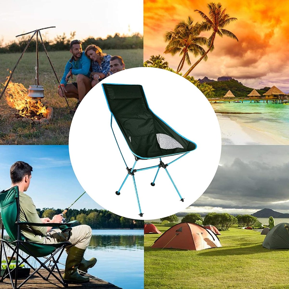 Camping Chair Folding High Back Backpacking Chair with Headrest, Lightweight Portable Compact for Outdoor Camp, Travel, Beach, Picnic, Festival