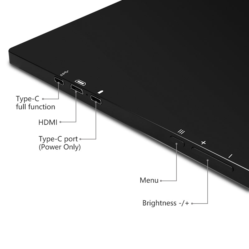 Dual Portable Triple Fold 1080P IPS FHD Monitor Screen Extender For Laptop 11.9" Grey