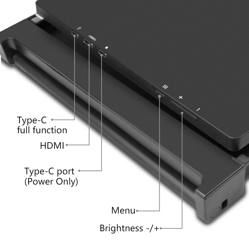 Dual Portable Triple Fold 1080P IPS FHD Monitor Screen Extender For Laptop 11.9" Grey