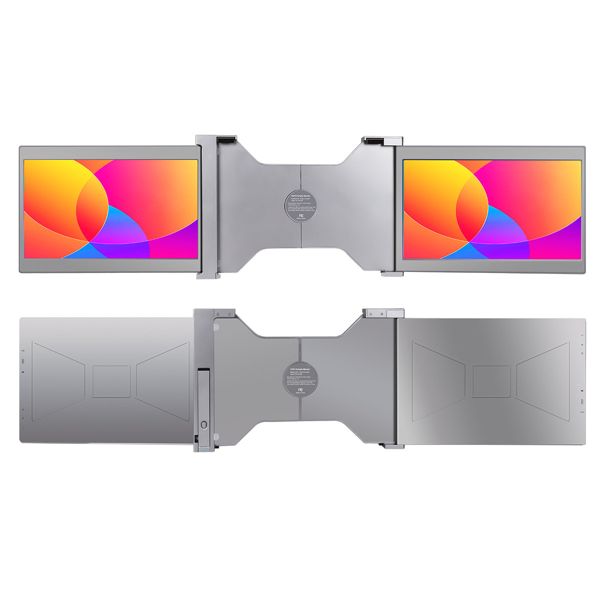 Dual Portable Triple Fold 1080P IPS FHD Monitor Screen Extender For Laptop 11.9" Grey