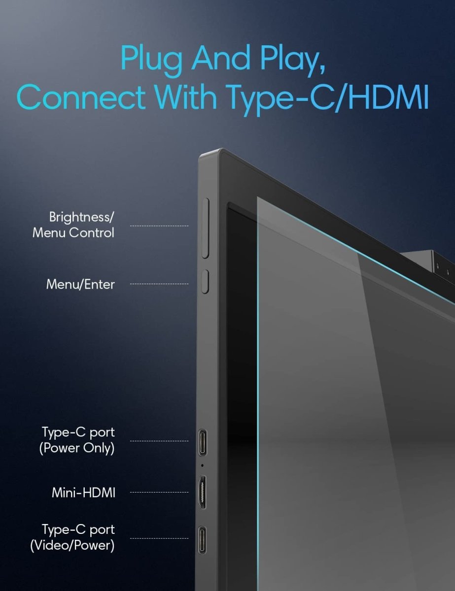 11.9 Inch Triple Portable Monitor 2022 FOPO 1080P FHD IPS Attachable Triple Monitor Extender, Triple Screen for Laptop of 13"-16" Compatible with Windows/Mac/Switch/Xbox Connect with USB-C/HDMI