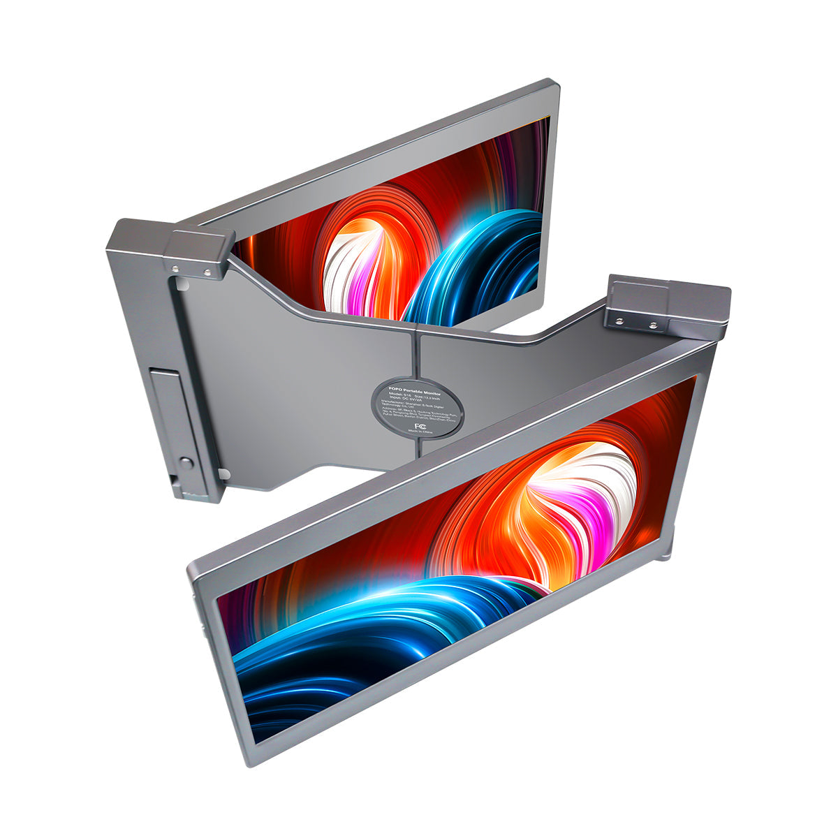 Dual Portable Triple Fold 1080P IPS FHD Monitor Screen Extender For Laptop 13.3" Grey