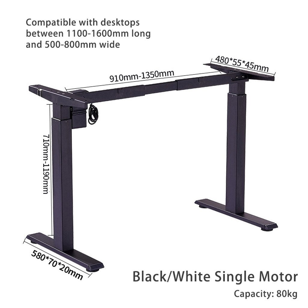 140cm Standing Desk Height Adjustable Sit Stand Motorised Grey Single Motor Frame Maple Top