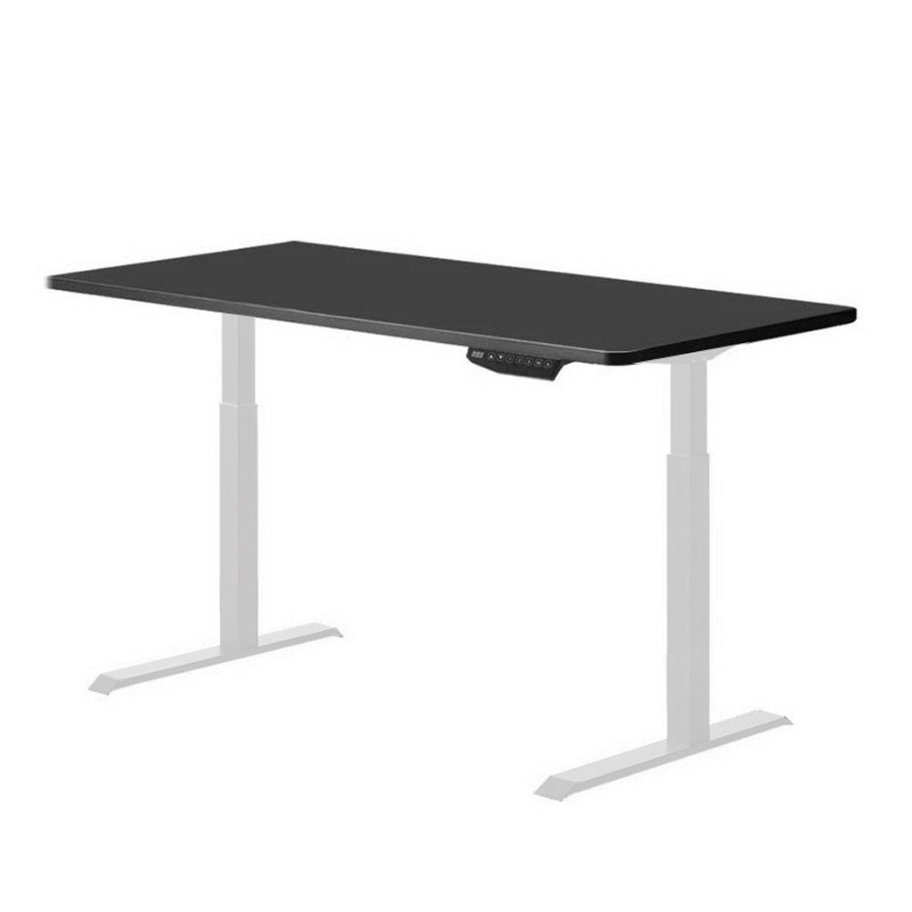 120cm Standing Desk Height Adjustable Sit White Stand Motorised White Single Motor Frame Black Top