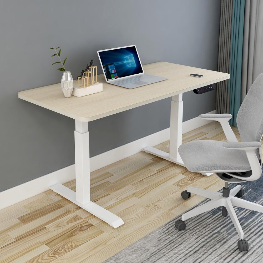 160cm Standing Desk Height Adjustable Sit Stand Motorised White Single Motor Frame White Top