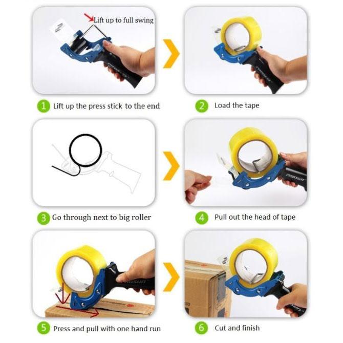 Prosun Packing Tape Dispenser Gun 48mm Roll Sticky Packaging Dispenser Low Noise 2pcs