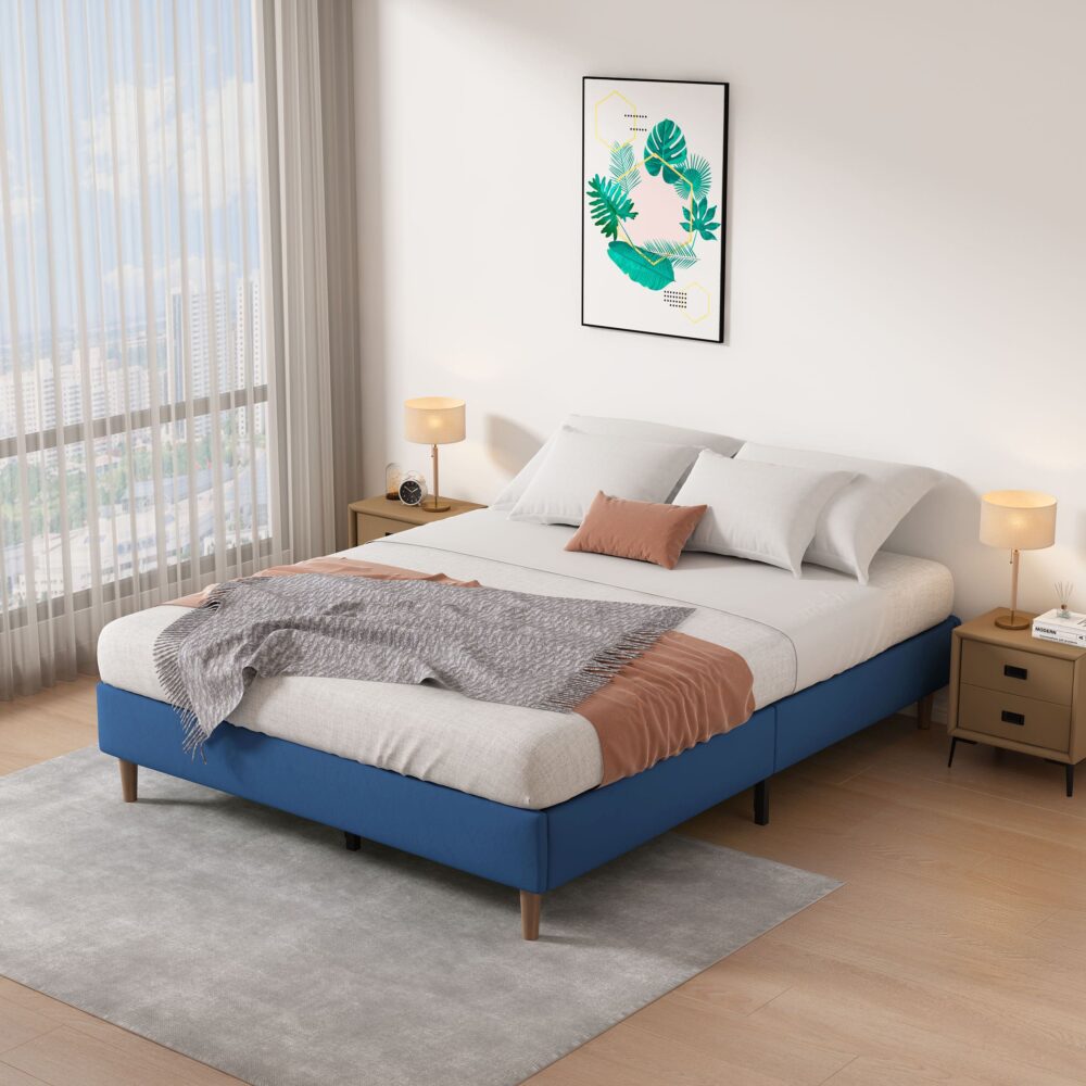 Velvet Blue Bed Frame &#8211; Double