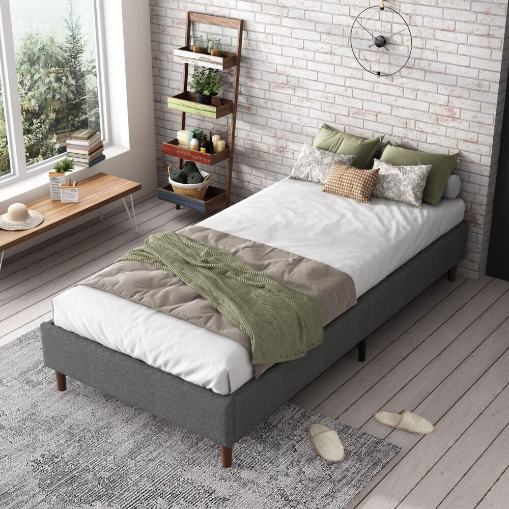 Bed Frame Mattress Foundation (Dark Grey) &#8211; Queen