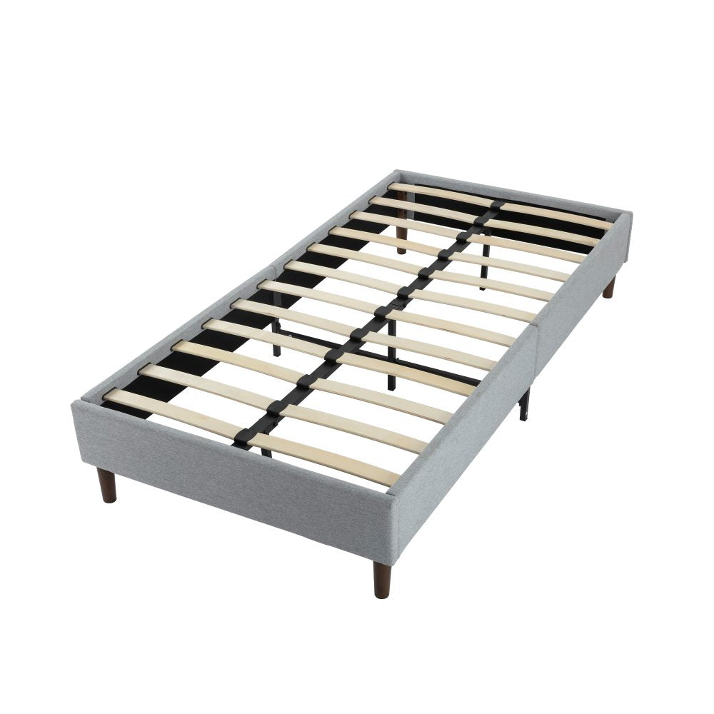 Bedframe with Wooden Slats (Light Grey) &#8211; Queen