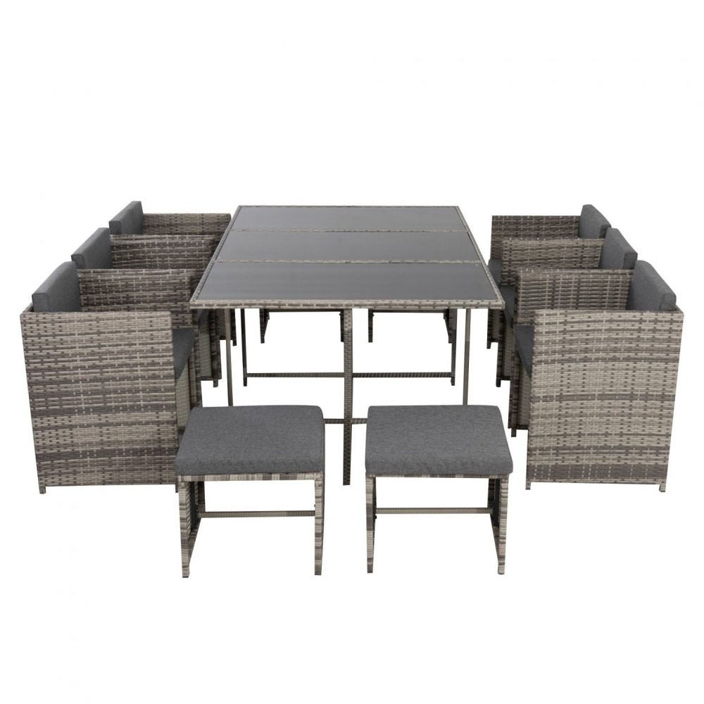 Bali 11 Piece Outdoor Dining Set &#8211; Grey