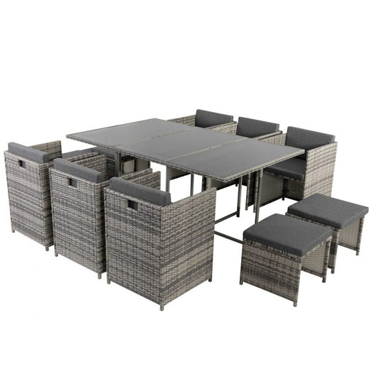 Bali 11 Piece Outdoor Dining Set &#8211; Grey