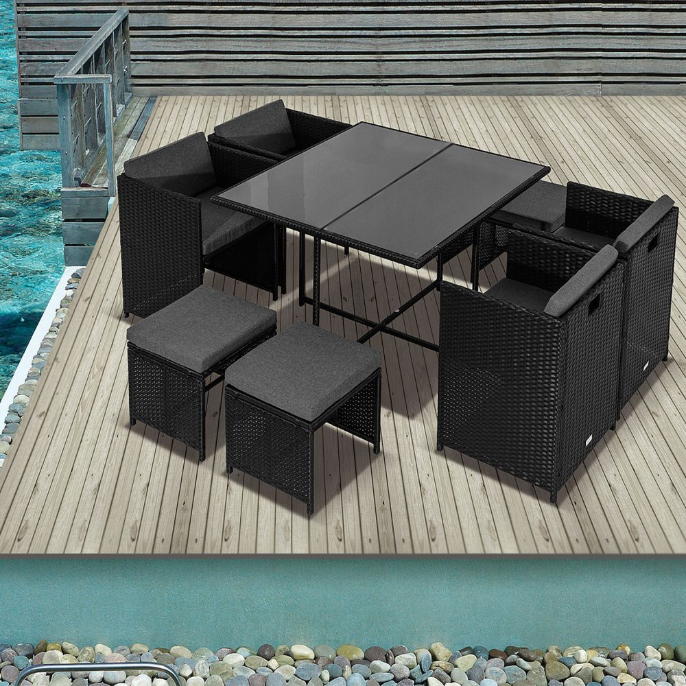 Horrocks 8 Seater Outdoor Dining Set &#8211; Black