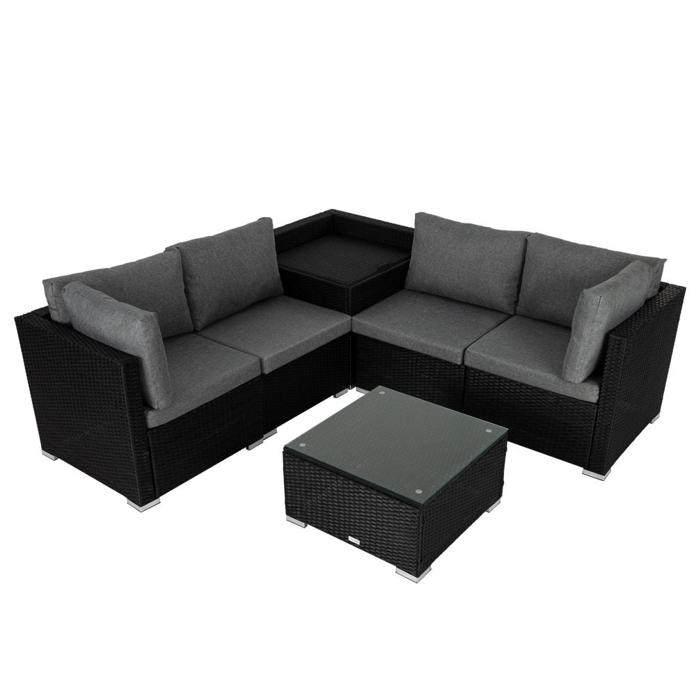 6PCS Outdoor Modular Lounge Sofa Coogee &#8211; Black