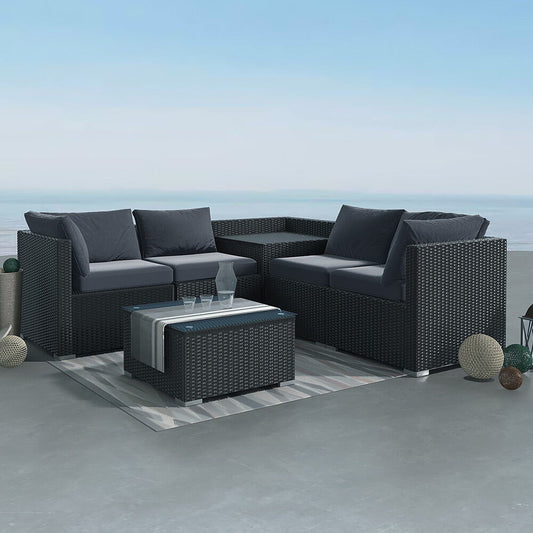 6PCS Outdoor Modular Lounge Sofa Coogee &#8211; Black