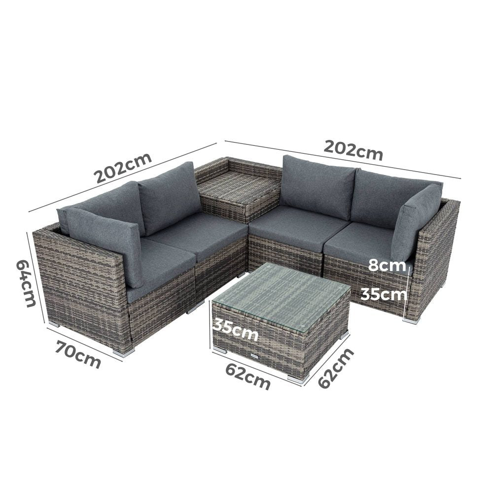 6PCS Outdoor Modular Lounge Sofa Coogee &#8211; Grey