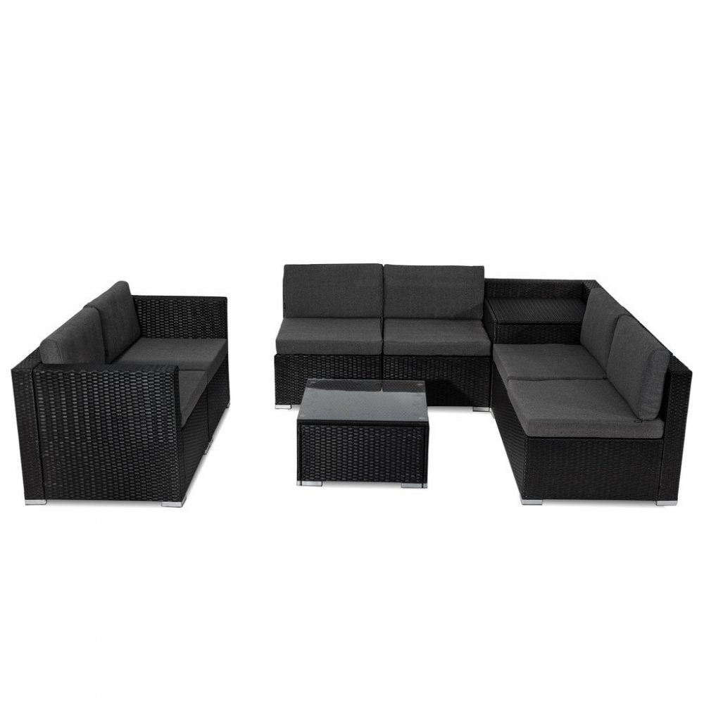 8PCS Outdoor Furniture Modular Lounge Sofa Lizard &#8211; Black