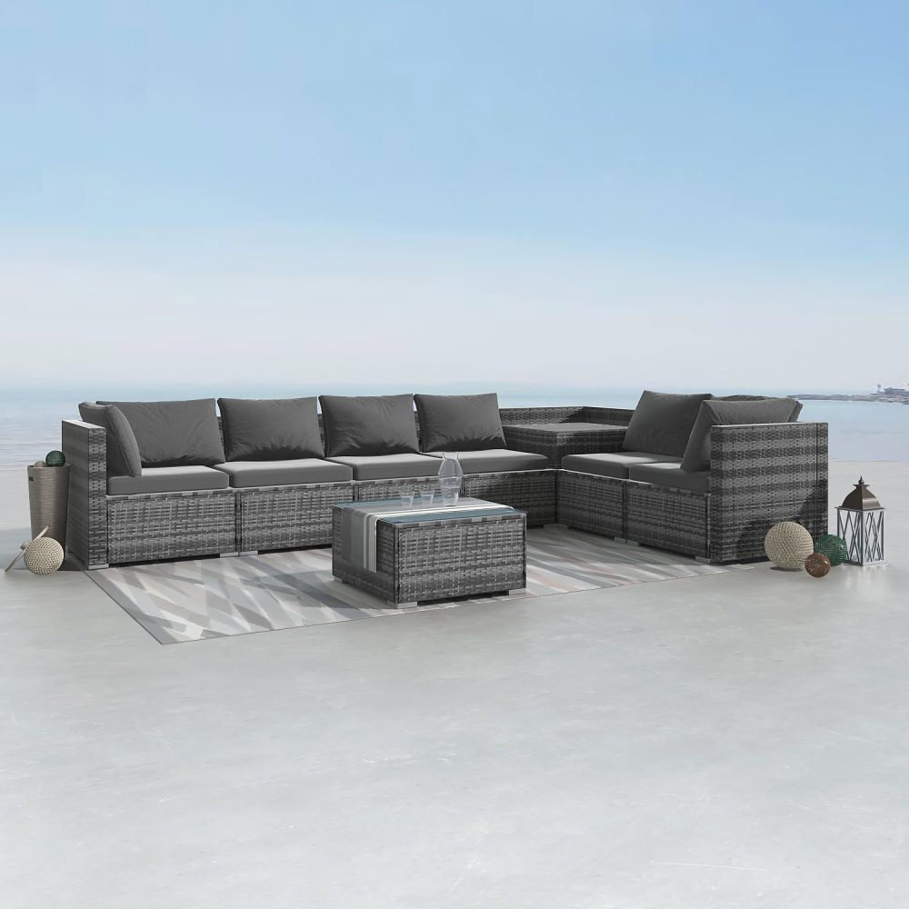 8PCS Outdoor Furniture Modular Lounge Sofa Lizard &#8211; Grey