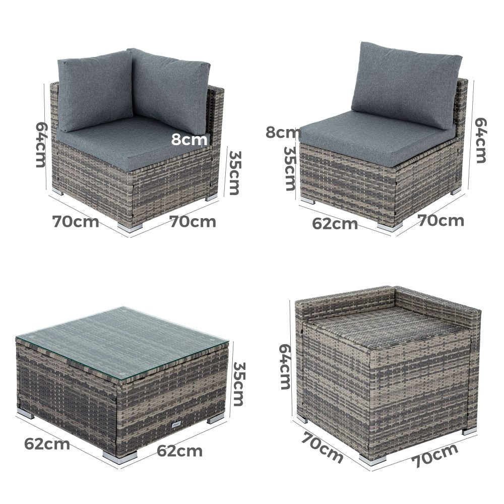 8PCS Outdoor Furniture Modular Lounge Sofa Lizard &#8211; Grey