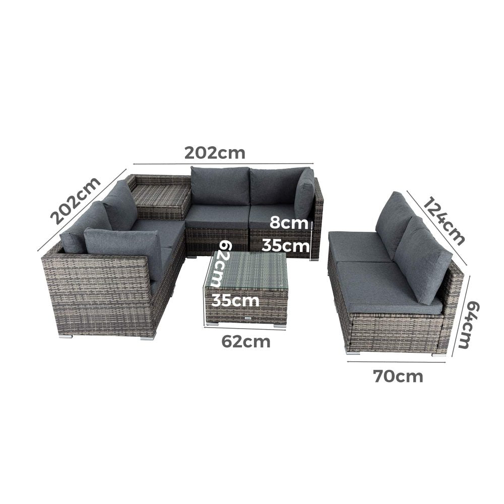 8PCS Outdoor Furniture Modular Lounge Sofa Lizard &#8211; Grey