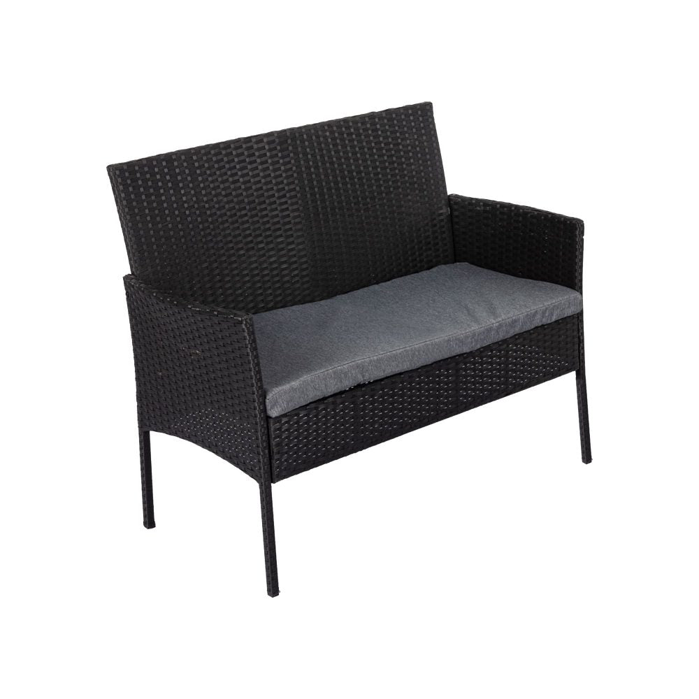 4 Seater Wicker Outdoor Lounge Set &#8211; Black